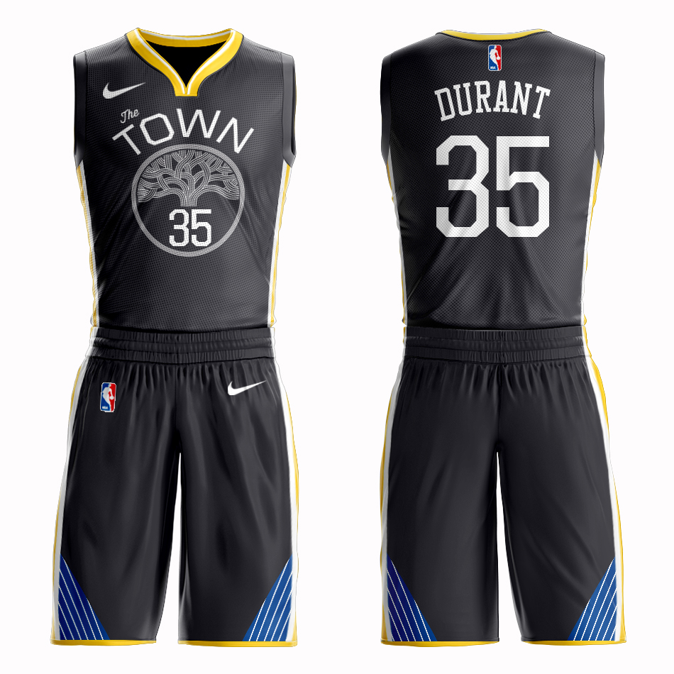 Men 2019 NBA Nike Golden State Warriors #35 Durant black Customized jersey->customized nba jersey->Custom Jersey